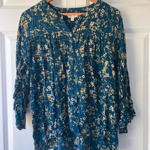 LC Lauren Conrad blue floral blouse